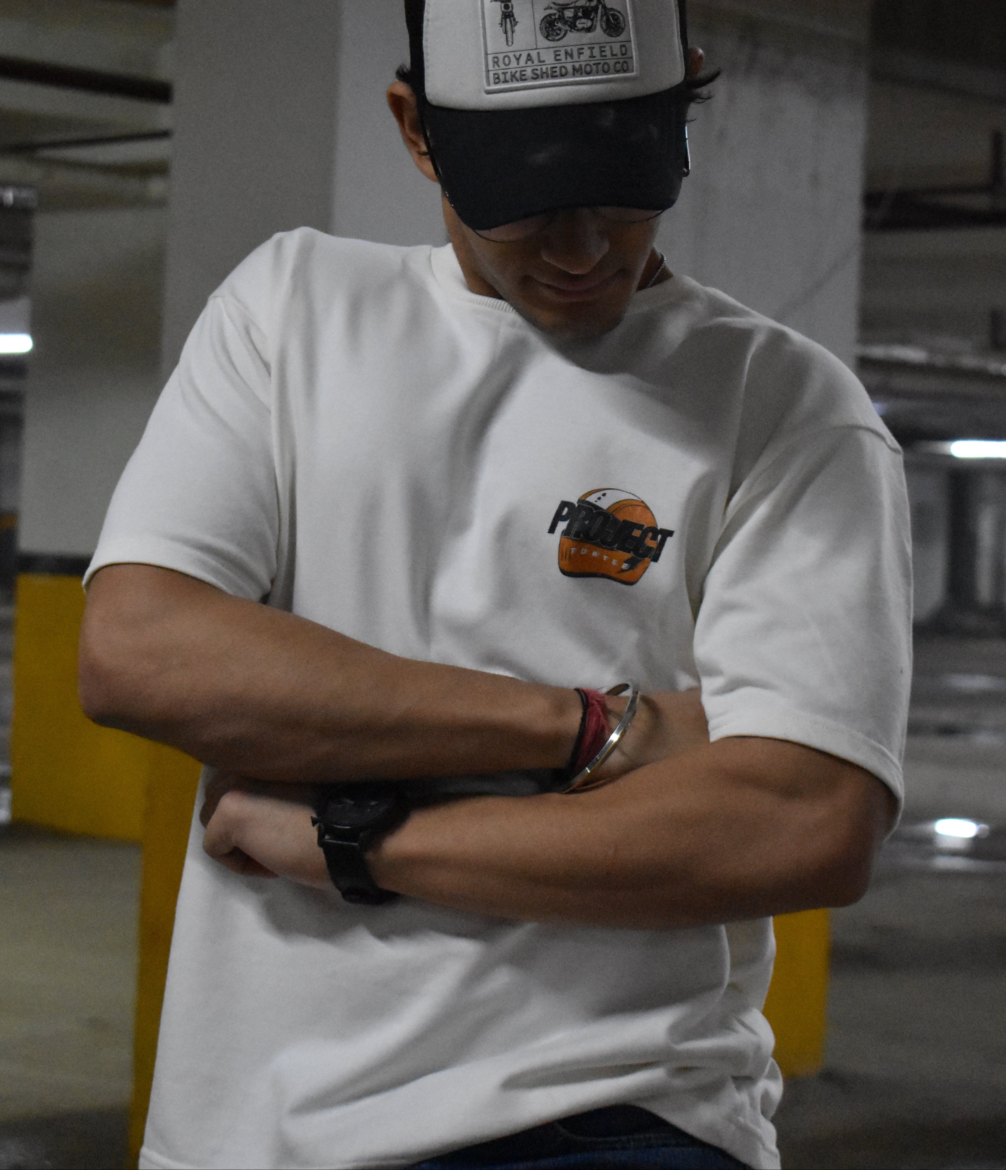 Project Turtle Ride It Like You Stole It Tee - real rider lifestyle shot