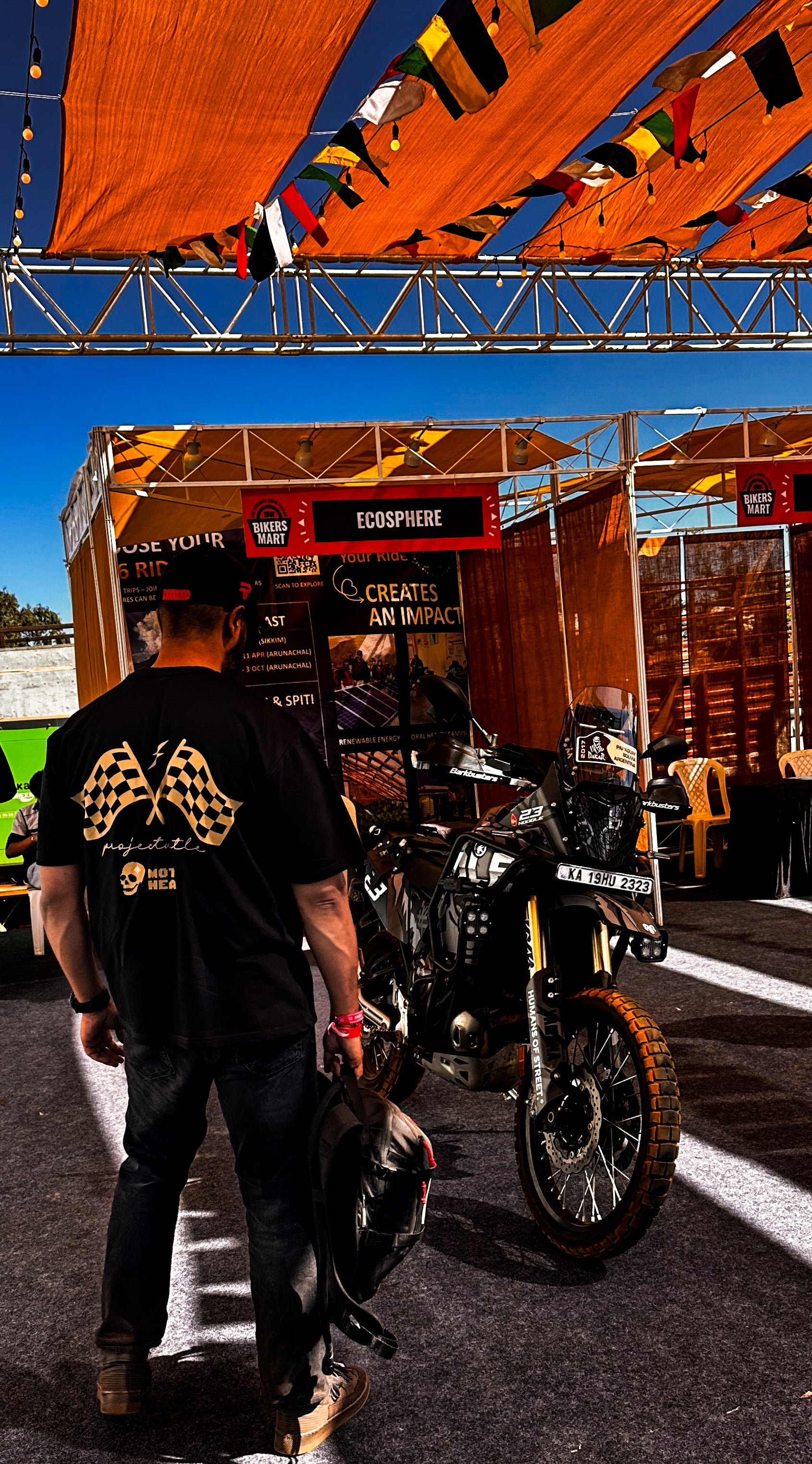 Project Turtle Moto Head Tee black - real rider lifestyle shot