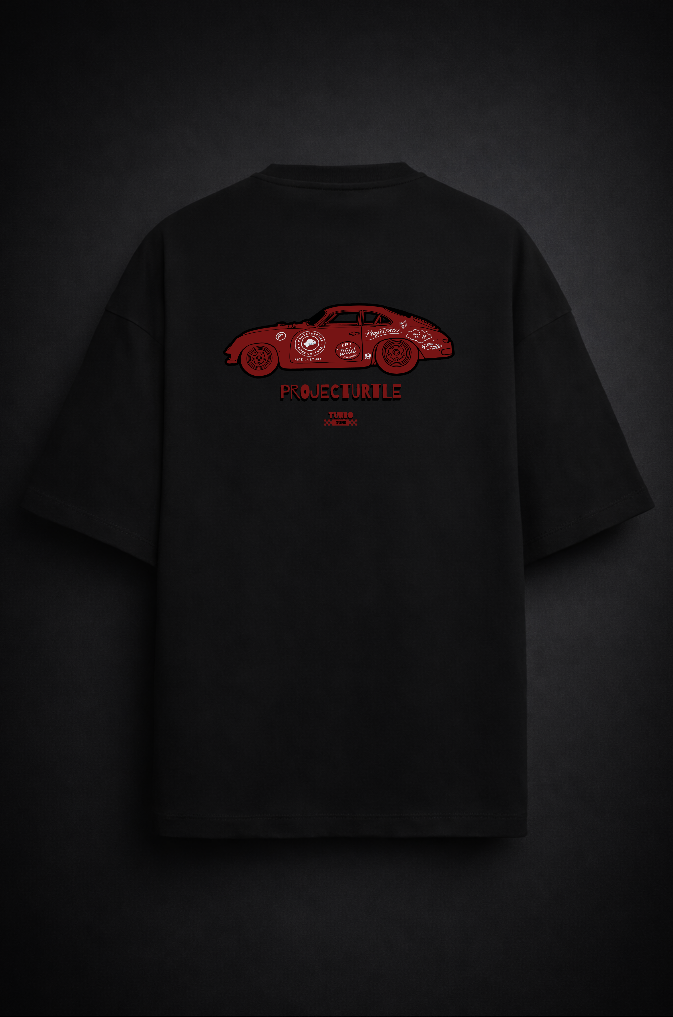 Project Turtle Classic Speedster Tee with motorcycle graphic - front view