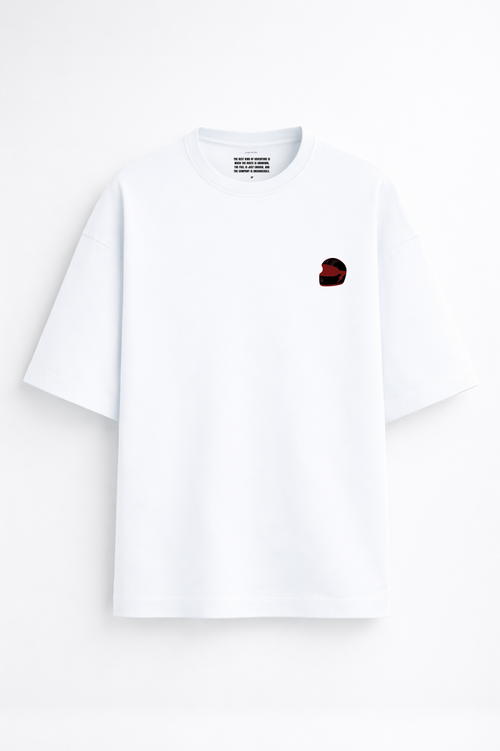 Project Turtle Classic Car Tee in white - back view with oversized fit