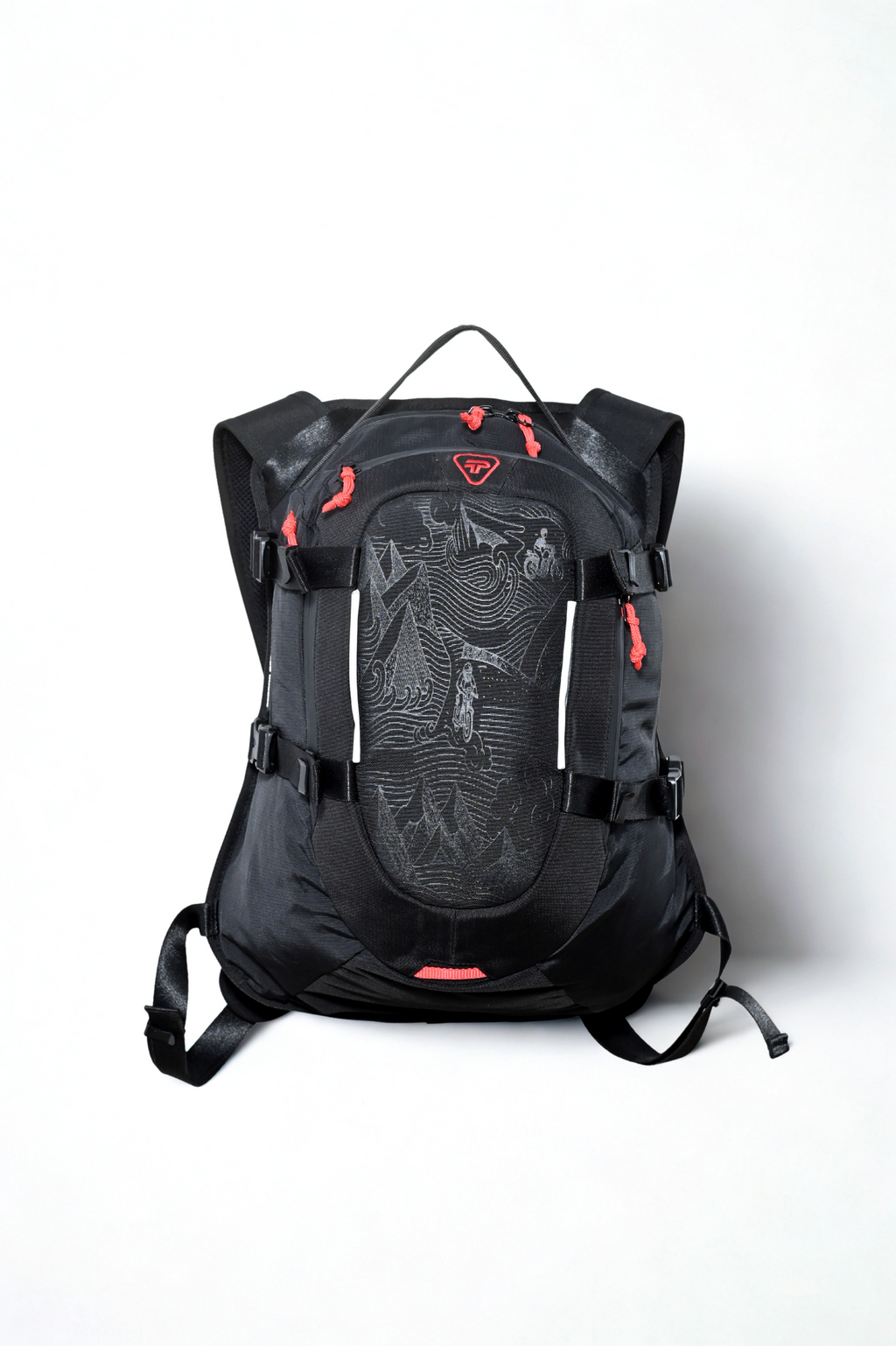 Project Turtle Shell 1 riding backpack - side view showing compartments